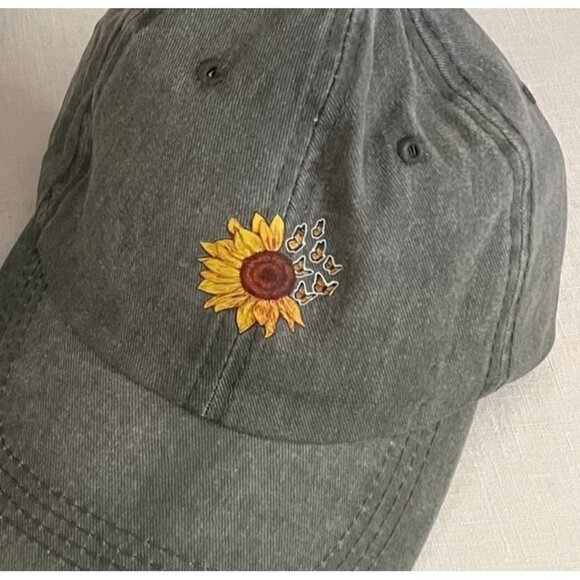 Sunflower Cotton Baseball Cap Adjustable Hat In Gray - Picture 3 of 8